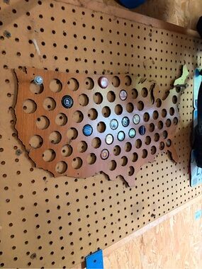 🍺 WOODEN USA BEER CAP MAP WALL ART DISPLAY 🍺